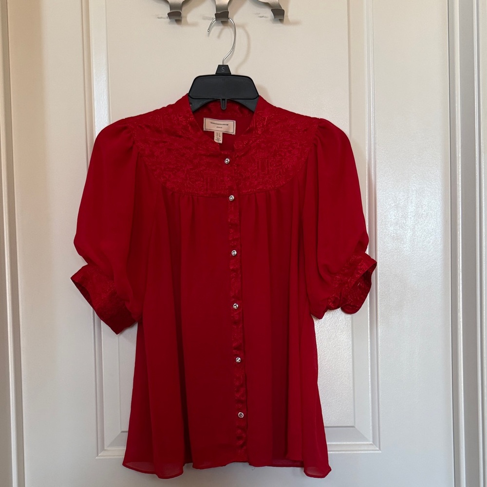 Moulinette Soeurs Scarlet Mandarin Collar Blouse